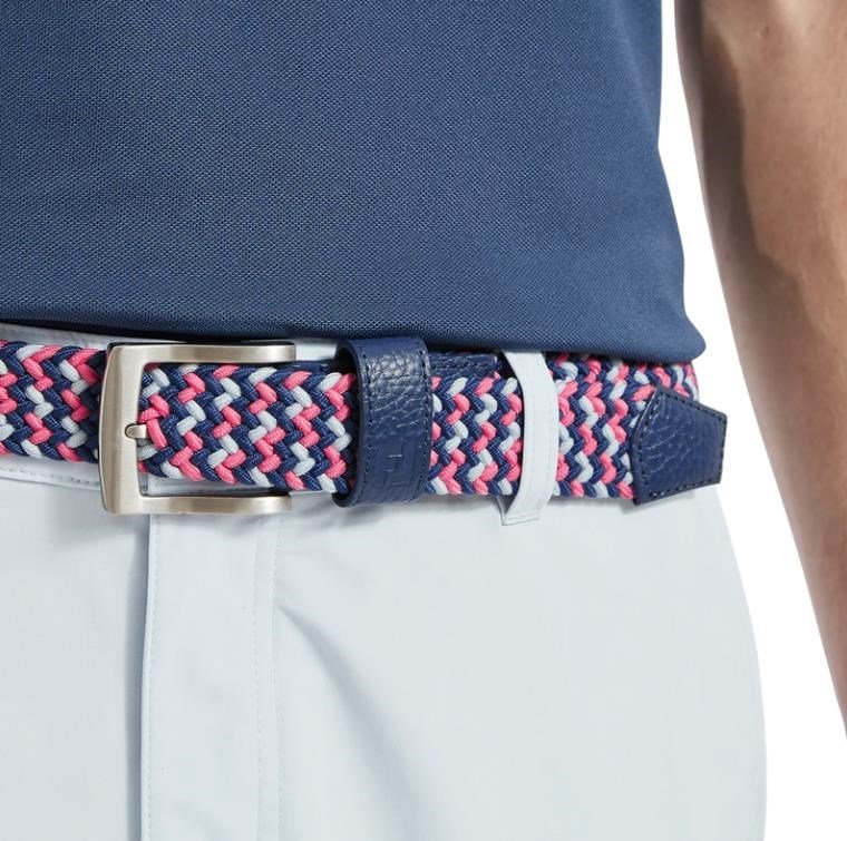 FootJoy Braided pasek, dark denim/pink lemonade/skyway