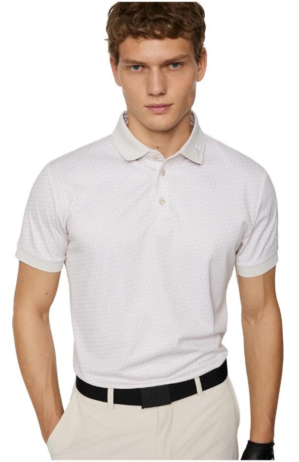 J.Lindeberg Tour Tech Print męskie polo, shadow bridge moonbeam