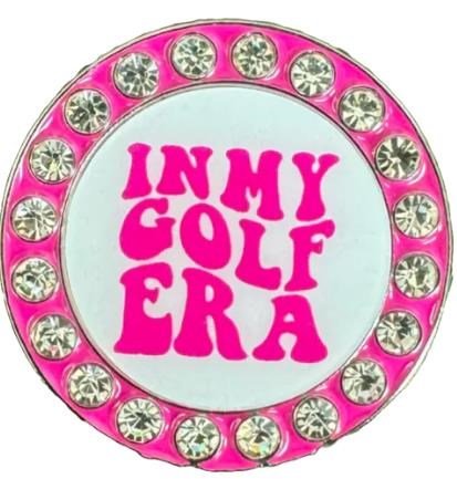 Magnetyczny marker golfowy z kryształkami - Golf Era różowy