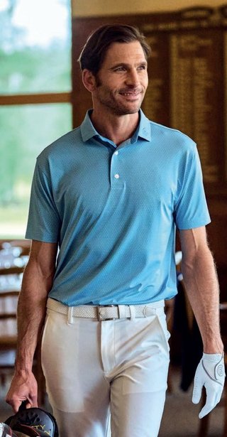 FootJoy Deco Diamond Print męskie polo, niebieskie