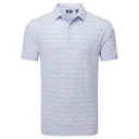 FootJoy Gamer Print Pique męskie polo, white/air blue/tide/magenta