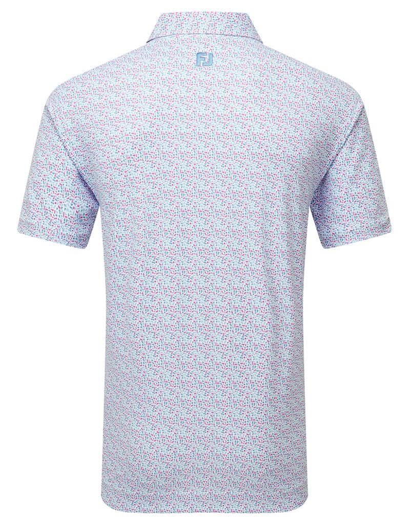FootJoy Gamer Print Pique męskie polo, white/air blue/tide/magenta