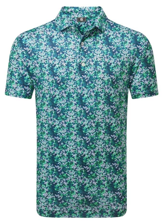 FootJoy Garden Print Lisle męskie polo, granatowe