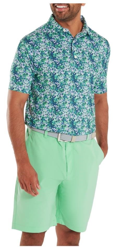 FootJoy Garden Print Lisle męskie polo, granatowe