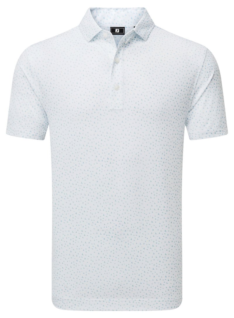 FootJoy BIRD PRINT męskie polo, biało/niebieskie