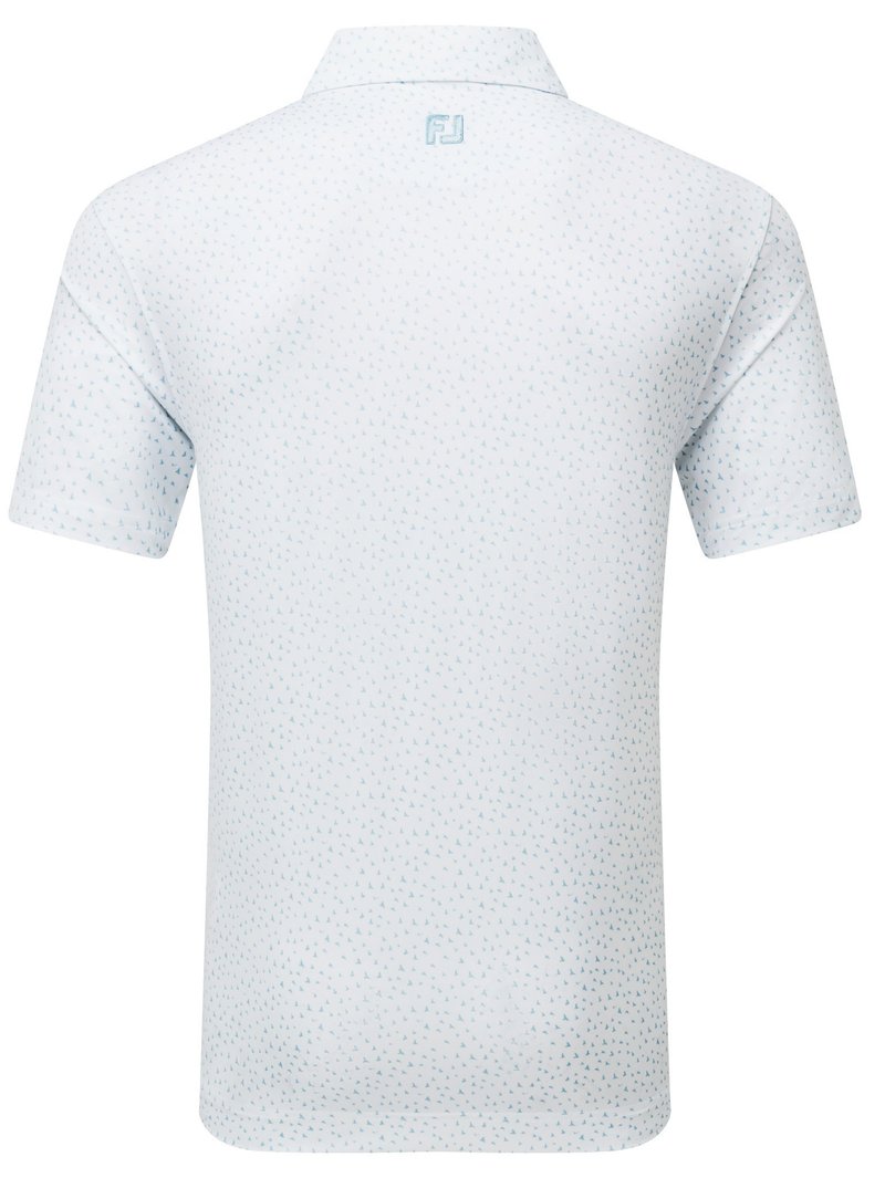 FootJoy BIRD PRINT męskie polo, biało/niebieskie