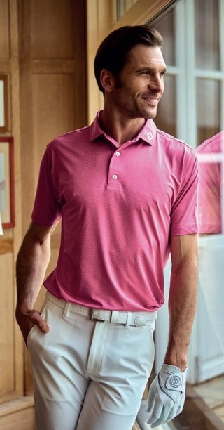 FootJoy ABACUS PRINT męskie polo, magenta