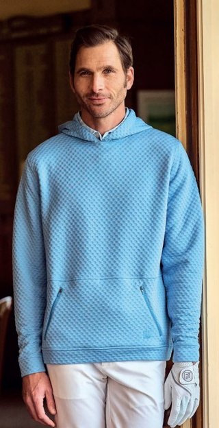 FootJoy Textured Knit Hoodie męska bluza, niebieska