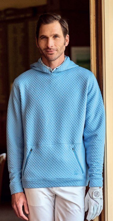 FootJoy Textured Knit Hoodie męska bluza, niebieska