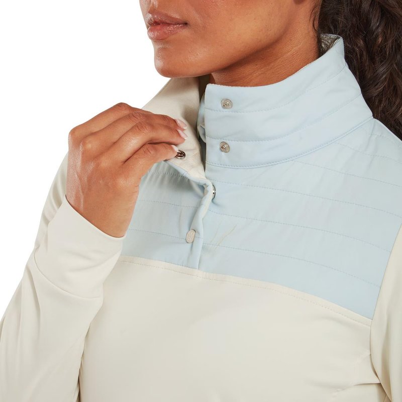 FootJoy ThermoSeries Hybrid Popover bluza damska, off white/ice blue