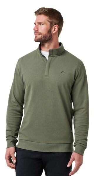 Travis Mathew CLOUD QUARTER ZIP 2.0 męska bluza fleece, ciemna oliwka