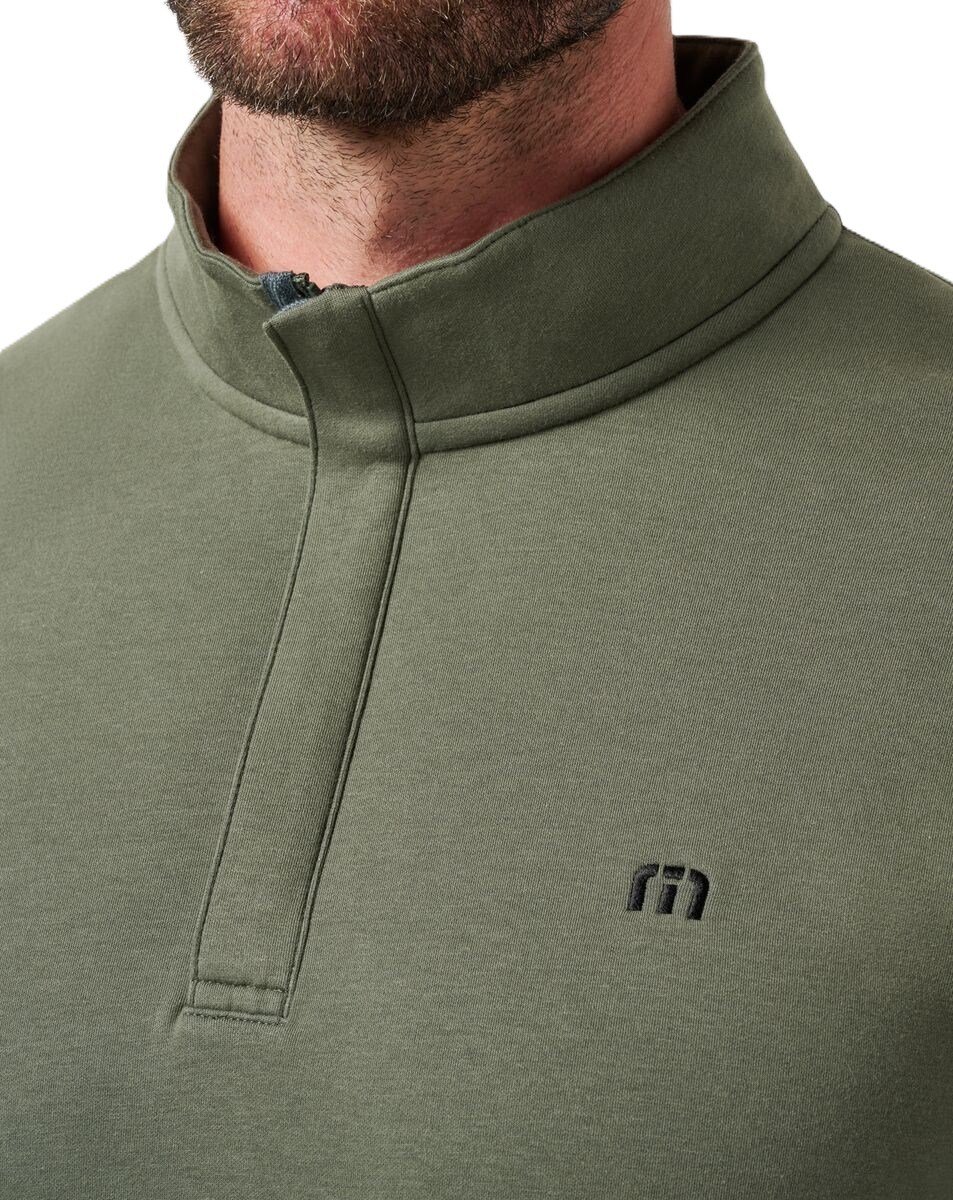 Travis Mathew CLOUD QUARTER ZIP 2.0 męska bluza fleece, ciemna oliwka