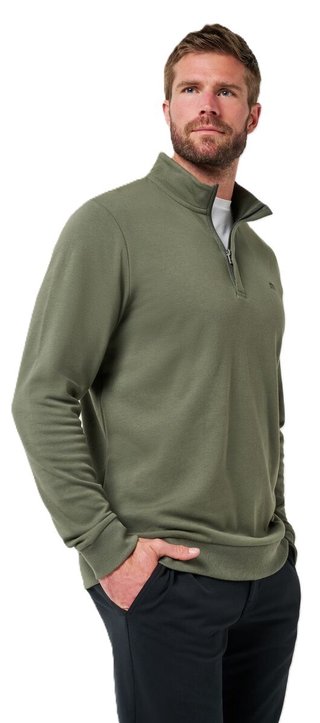 Travis Mathew CLOUD QUARTER ZIP 2.0 męska bluza fleece, ciemna oliwka