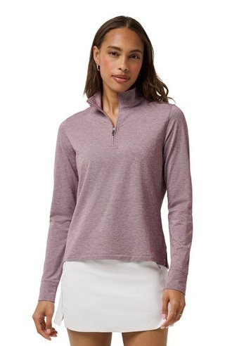 Travis Mathew Featherweightt Active zip long sleeve damskie polo, heather damson