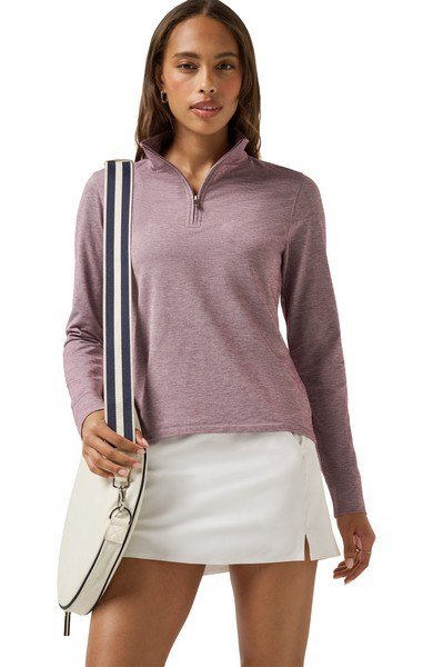 Travis Mathew Featherweightt Active zip long sleeve damskie polo, heather damson