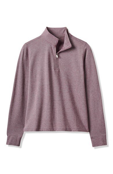 Travis Mathew Featherweightt Active zip long sleeve damskie polo, heather damson