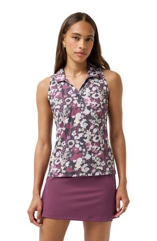 Travis Mathew Featherweight Printed Sleeveless damskie polo bez rękawów, graystone floral multi