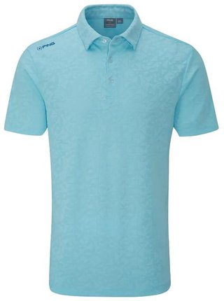 PING Geo Camo męskie polo, crystal blue