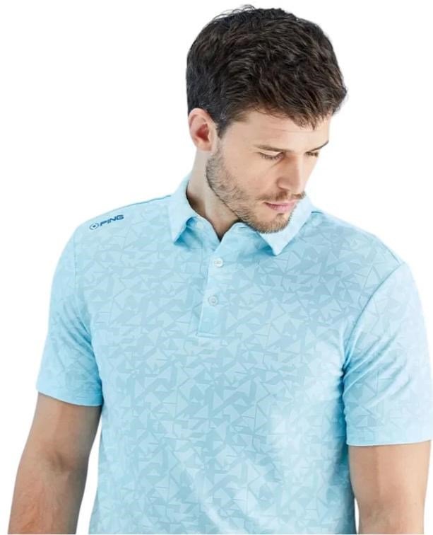 PING Geo Camo męskie polo, crystal blue
