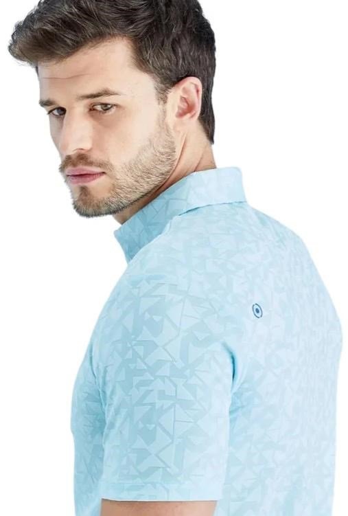 PING Geo Camo męskie polo, crystal blue
