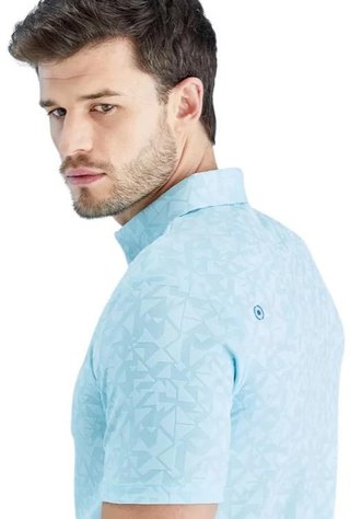 PING Geo Camo męskie polo, crystal blue