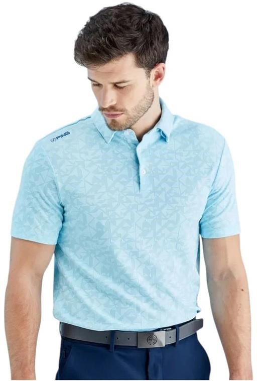 PING Geo Camo męskie polo, crystal blue
