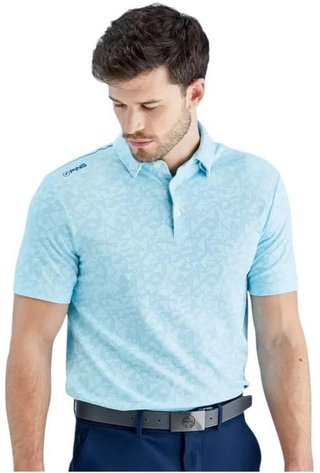 PING Geo Camo męskie polo, crystal blue