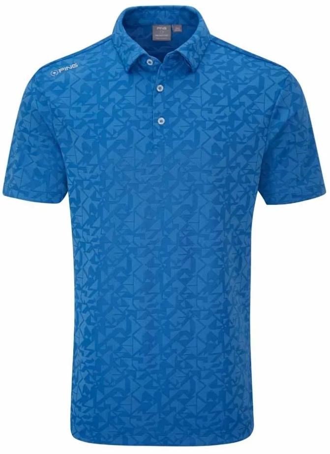 PING Geo Camo męskie polo, tidal blue