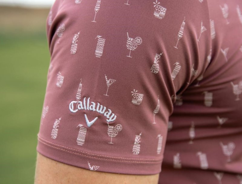 Callaway Geo Cocktail Print męskie polo, mesa rose