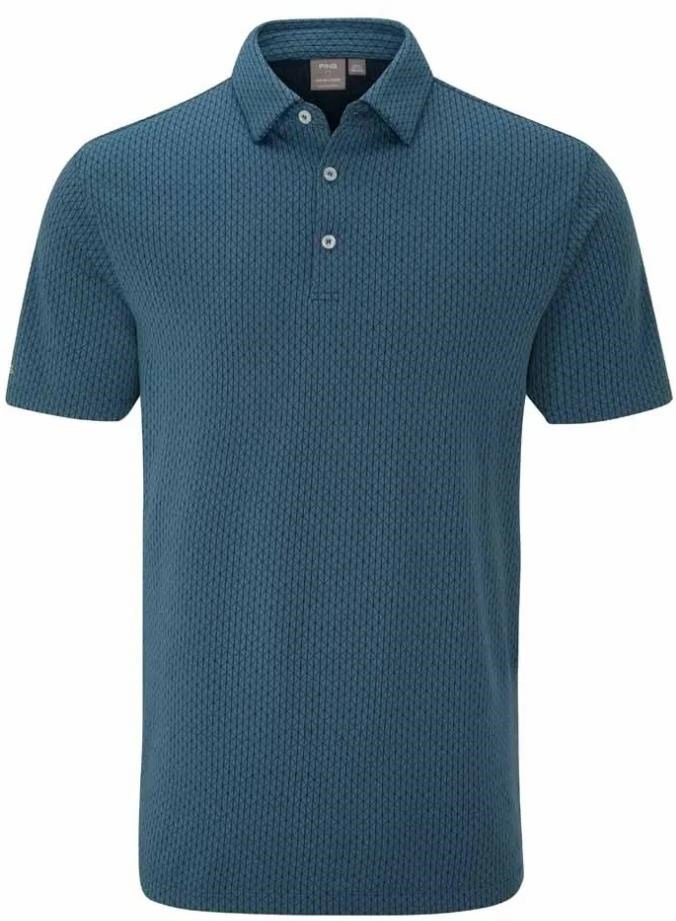PING Geo Camo męskie polo, blue fusion multi