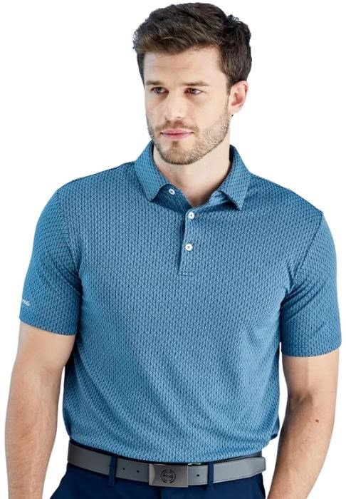 PING Geo Camo męskie polo, blue fusion multi