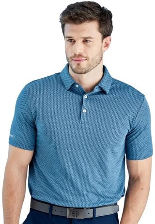 PING Geo Camo męskie polo, blue fusion multi