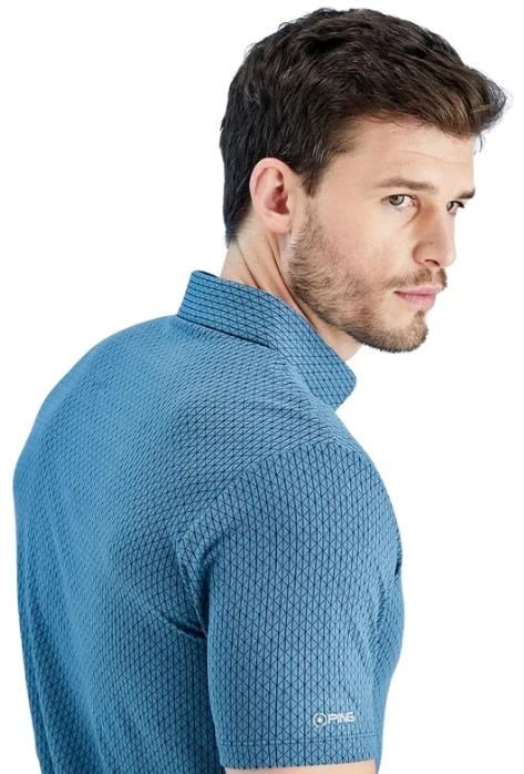PING Geo Camo męskie polo, blue fusion multi