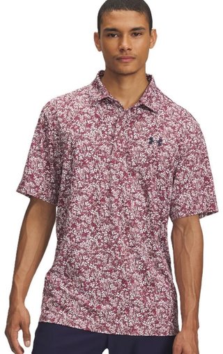 Under Armour Playoff 3.0 Printed męskie polo, tourmaline pink/dark maroon/midnight navy