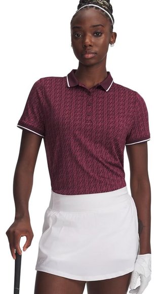 Under Armour Playoff Jacquard damskie polo, dark maroon/fuchsia dusk/white