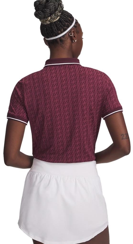 Under Armour Playoff Jacquard damskie polo, dark maroon/fuchsia dusk/white