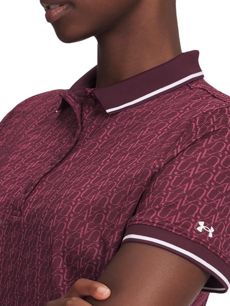 Under Armour Playoff Jacquard damskie polo, dark maroon/fuchsia dusk/white