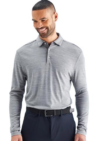 Ping Creek long sleeve męskie polo, rock melange