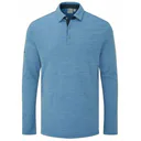 Ping Creek long sleeve męskie polo, tidal blue melange