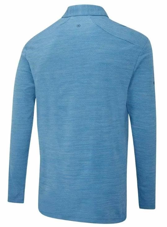 Ping Creek long sleeve męskie polo, tidal blue melange