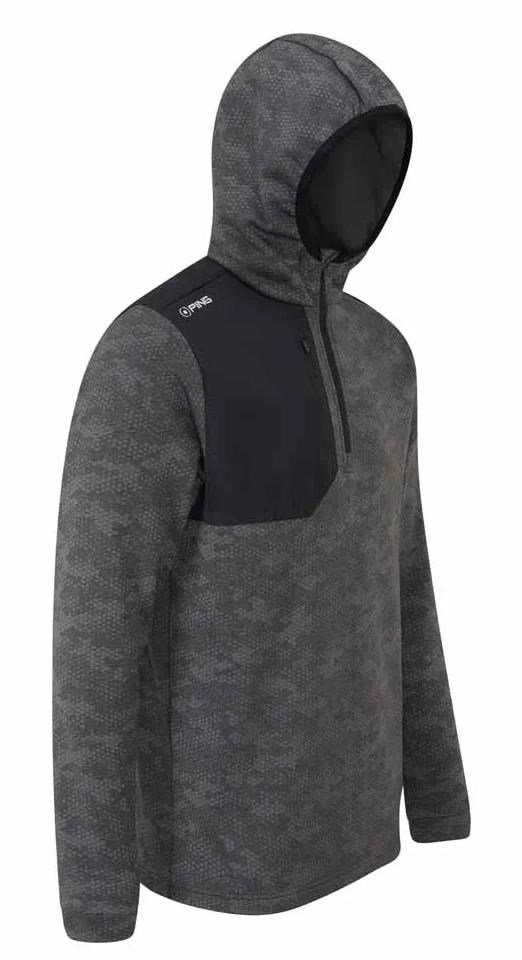 Ping Nexa Hooded half zip fleece męska bluza, czarna