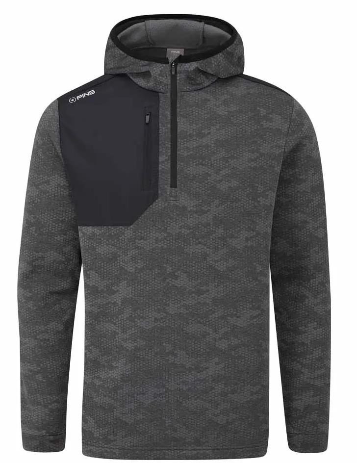 Ping Nexa Hooded half zip fleece męska bluza, czarna