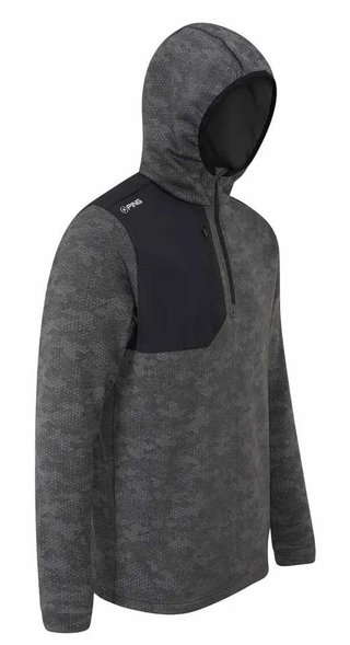Ping Nexa Hooded half zip fleece męska bluza, czarna