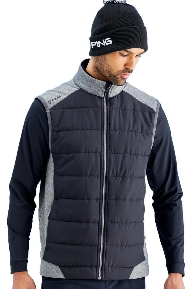 Ping Aiden Hybrid fleece męska kamizelka polarowa, asphalt marl/black