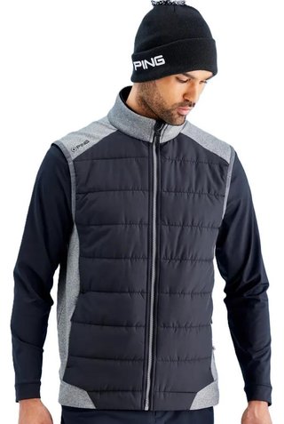 Ping Aiden Hybrid fleece męska kamizelka polarowa, asphalt marl/black