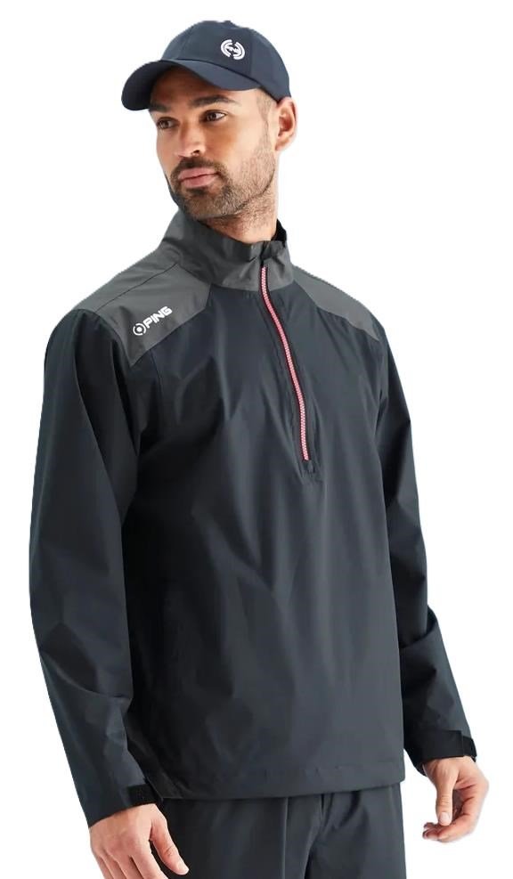 Ping AquaDrive Half-Zip waterproof męska kurtka wodoodporna, black/asphalt