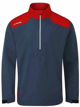 Ping AquaDrive Half-Zip waterproof męska kurtka wodoodporna, oxford blue/classic red