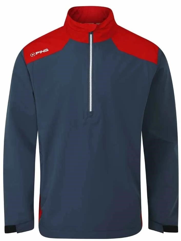 Ping AquaDrive Half-Zip waterproof męska kurtka wodoodporna, oxford blue/classic red