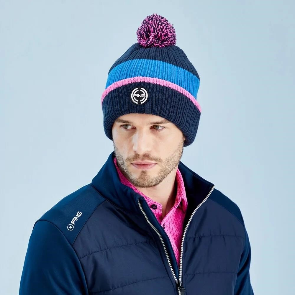 Ping Bassett Striped Knitted męska czapka zimowa, navy/tidal blue multi