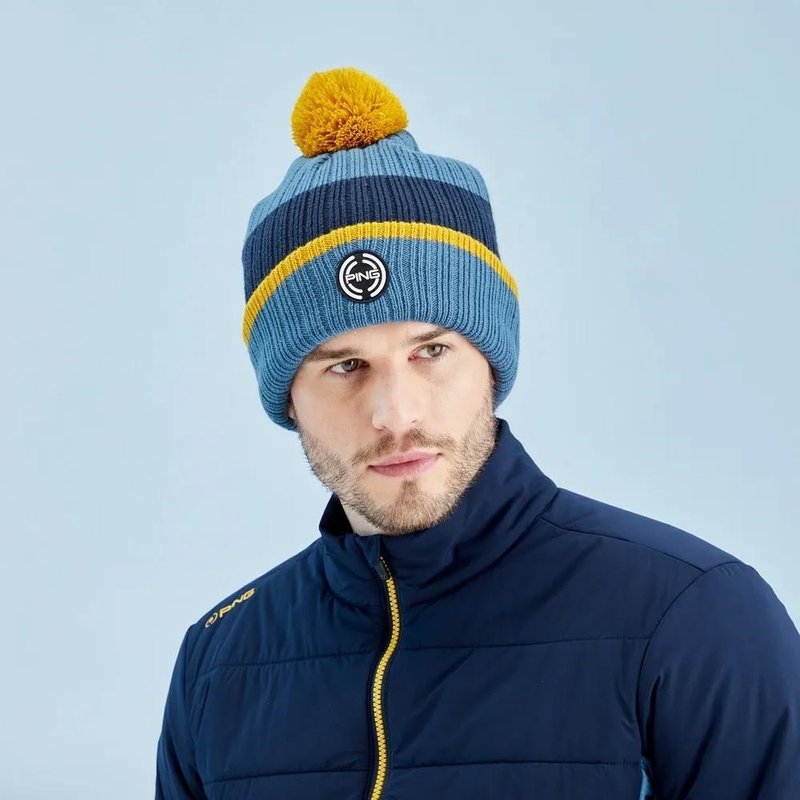 Ping Bassett Striped Knitted męska czapka zimowa, blue fusion multi